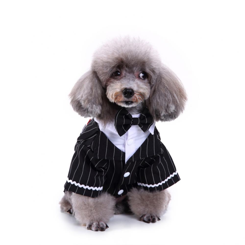 Mooie Streep Strik Pet Dog Puppy Shirt Tuxedo Kostuum Apparel Outfit Doek