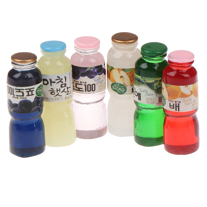 5Pcs Simulatie Voedsel Decoratie Hars Drinken Sap Fles Miniatuur Model Speelgoed Miniatuur Model Speelgoed Drink Fles Mini Voedsel Speelgoed