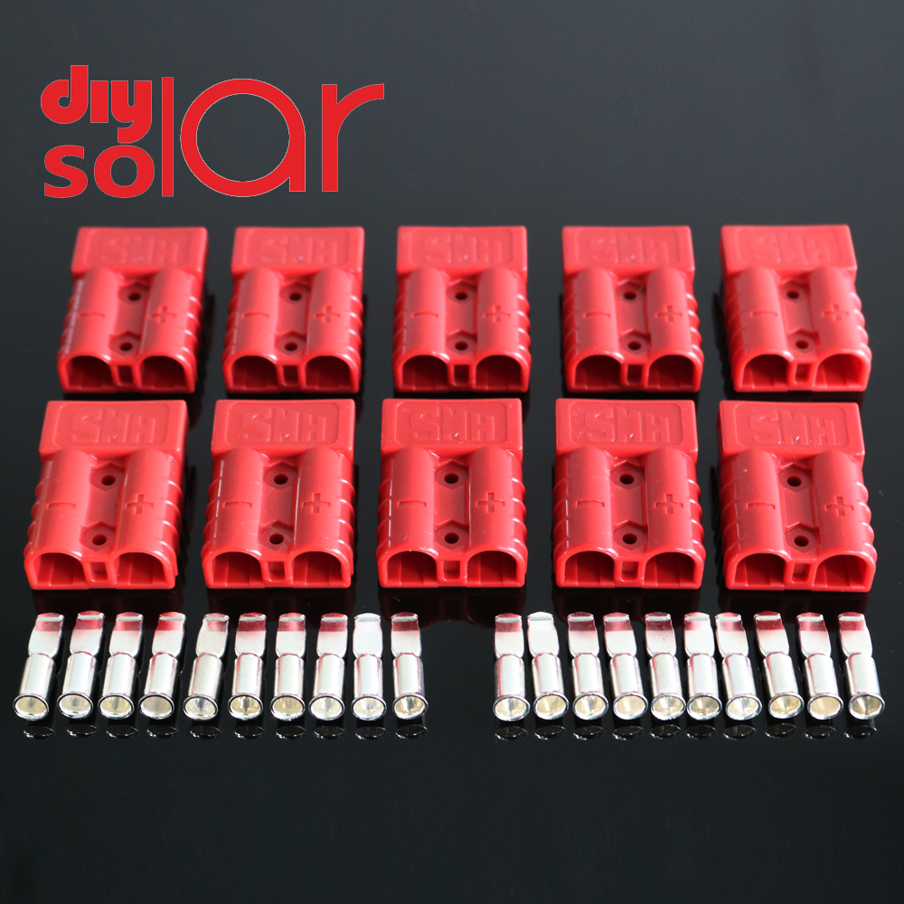 10 conjunto 600 v 50a preto cinza vermelho sh50 plug conector duplo pólo com contatos de cobre para painéis solares caravanas bateria carro máquina
