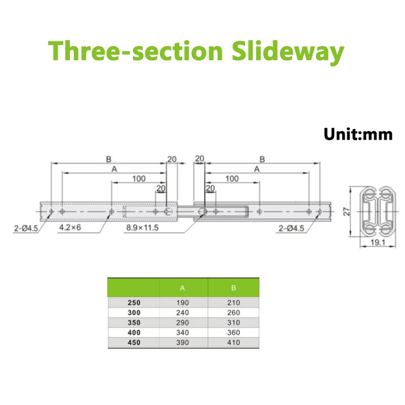 1/2 pcs Multi-size Metal Slideway Smoothly Slideway for Drawer Cabinet Slide Rail Furniture Hardware Accessories