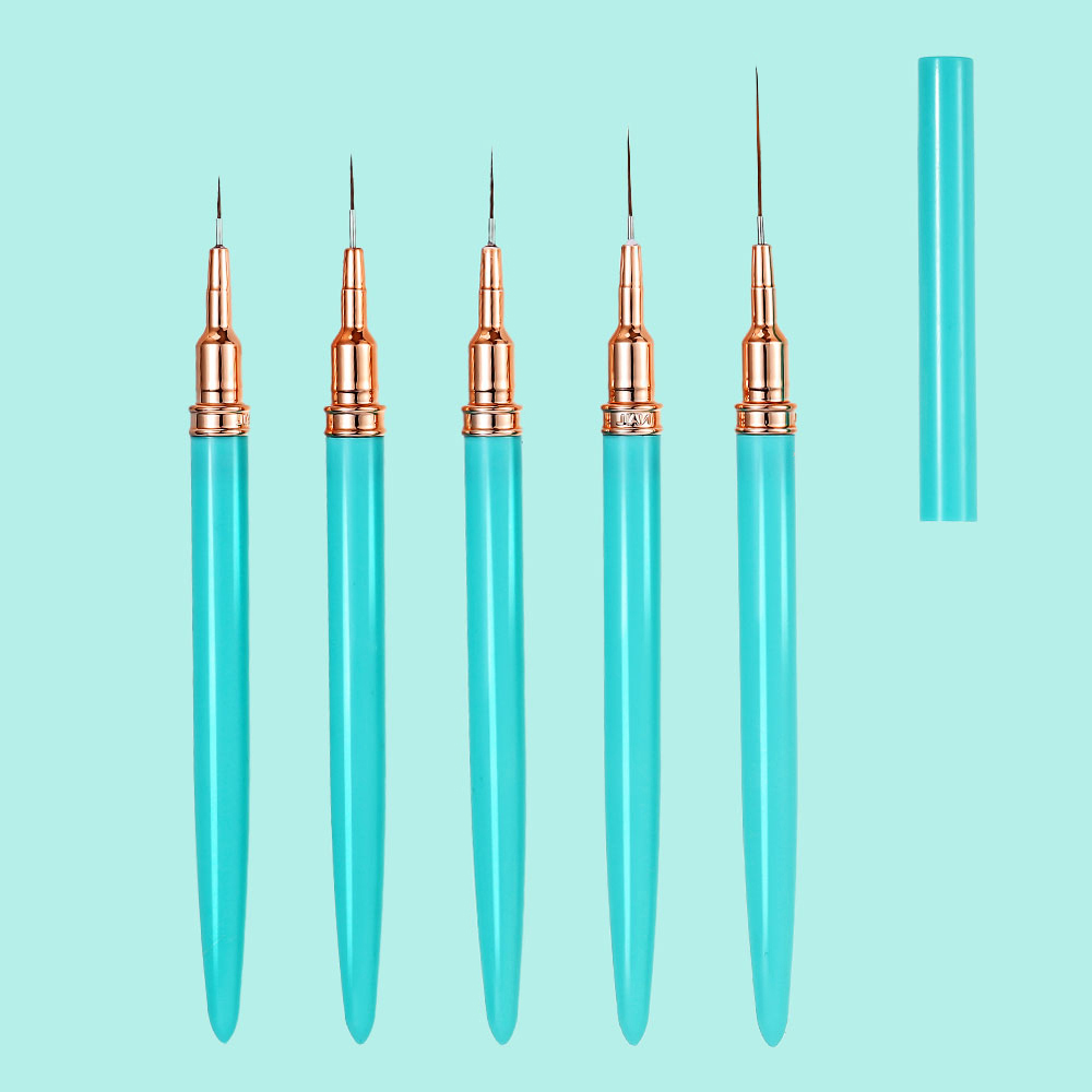 Juego de 5 unidades de pinceles delineadores para decoración de uñas, 5 tamaños, pintura ultrafina, bolígrafo para de uñas, herramienta de dibujo de 5/8/12/20/25mm, bolígrafo para manicura con detalles finos: Caqui oscuro