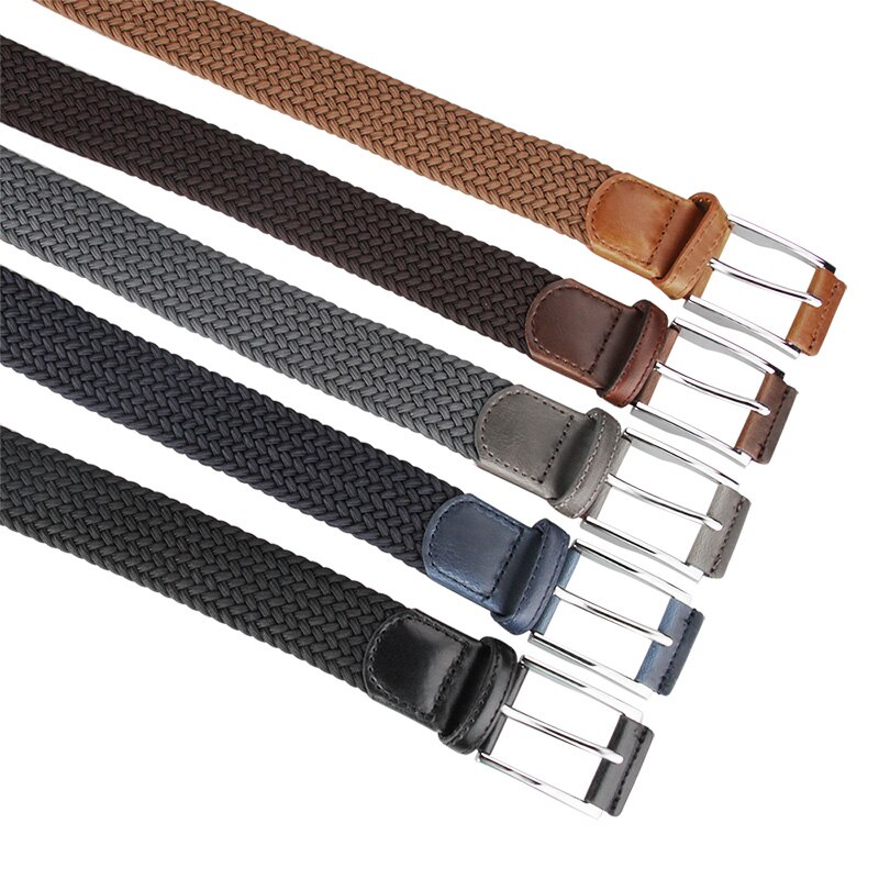Herre elastisk belte slitesterkt svart flettet menn elastisk stretch belte casual solid color stretch vevd belte for golf