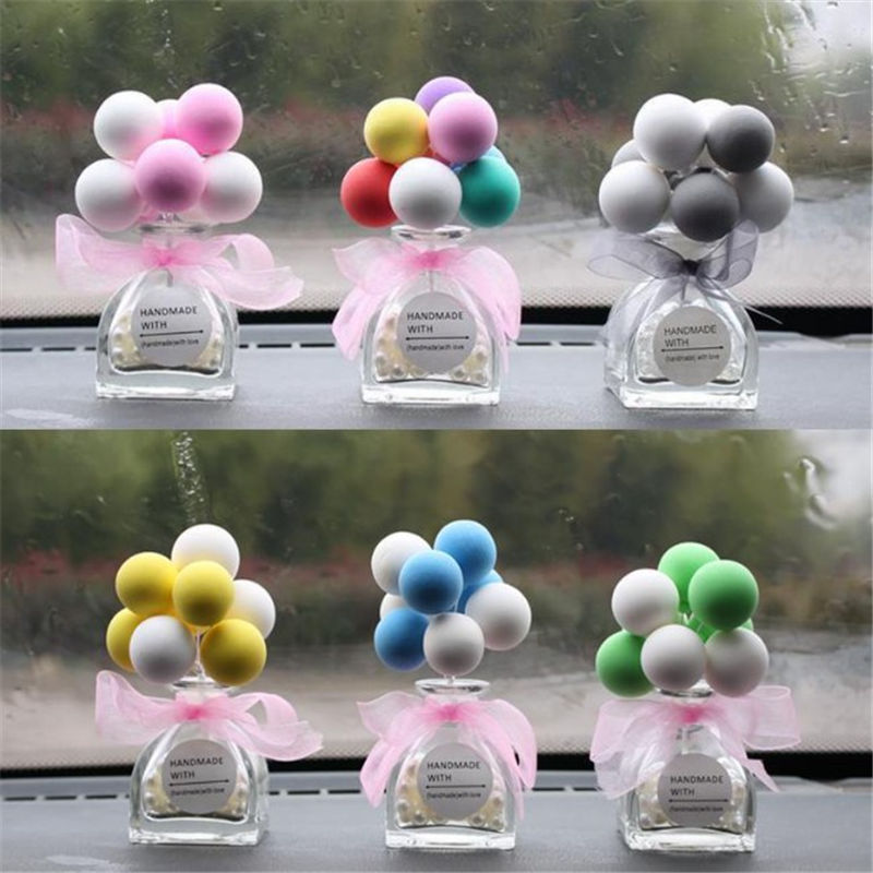 Bonito criativo colorido balão adorável mini decoração do carro interior do carro ar perfume garrafa de cristal painel ornamento nova chegada