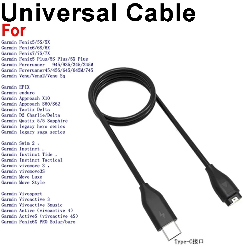 Voor Garmin Horloge Universele USB Type-C Oplader USB-A USB-C Oplaadkabel voor Fenix 5 5S 5X Plus 6 6S 6X Pro 7 7S 7X Opladers
