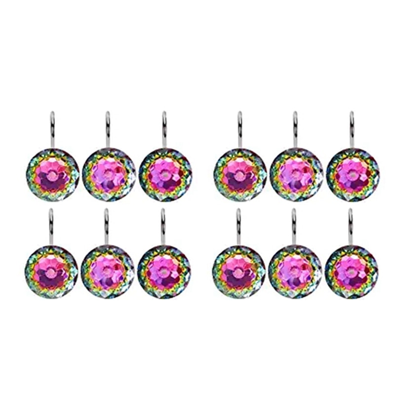 12PCS Shower Curtain Hooks Rings for Bathroom, Decorative Resin Shower Curtain Hooks Rods Curtains and Liner
