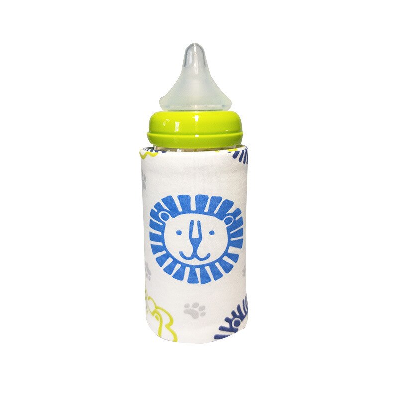 Portablet venta botella calentador viaje bebé niños dibujos animados leche Agua USB cubierta manga bolsa infantil película de calentamiento: Beige