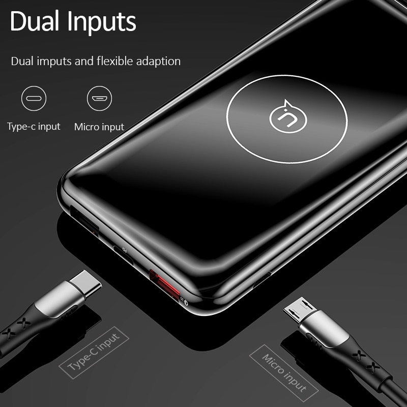 USAMS QI Wireless Power Bank 10000mAh QC3.0 PD 18W Schnelle Lade Tragbare Aufladen Power Externe Batterie Für Xiaomi samsung