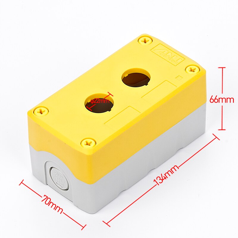 Waterproof Push Button Switch Box Suit For Emergency Stop Indicator Yellow/Gray IP66 PC+ABS 2 Hole Control Box: Yellow