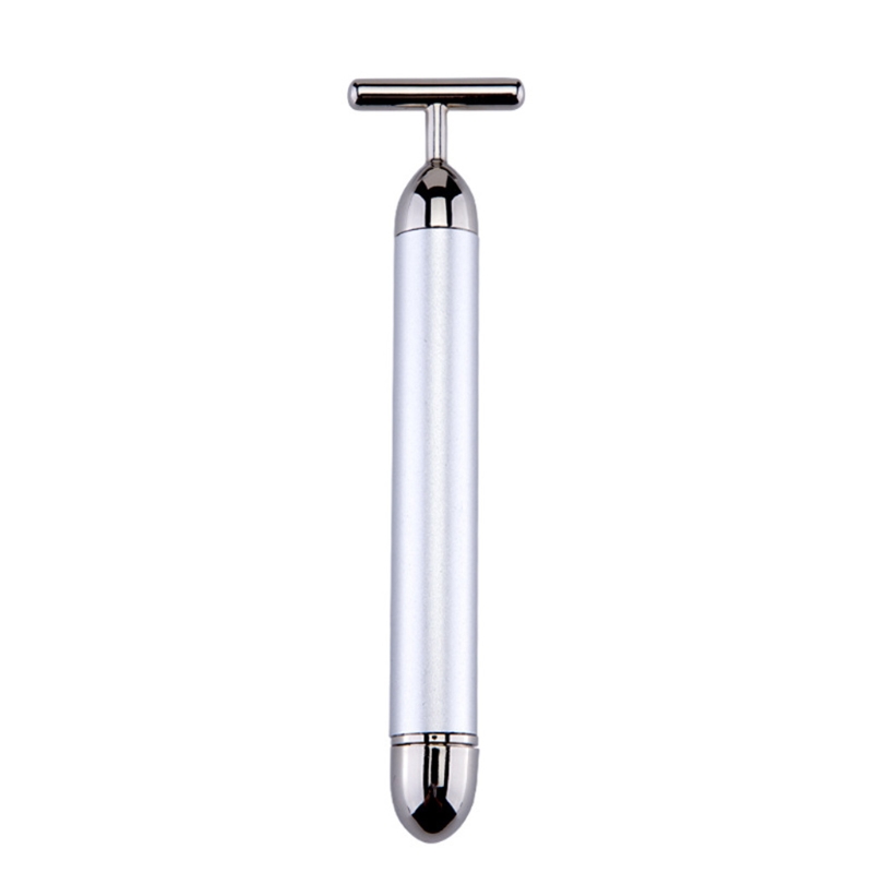 Masajeador Facial eléctrico con forma de T y rodillo 3D, masajeador de brazo, ojo, nariz, cabeza, 24k, Estiramiento Facial instantáneo de pulso dorado: Plata