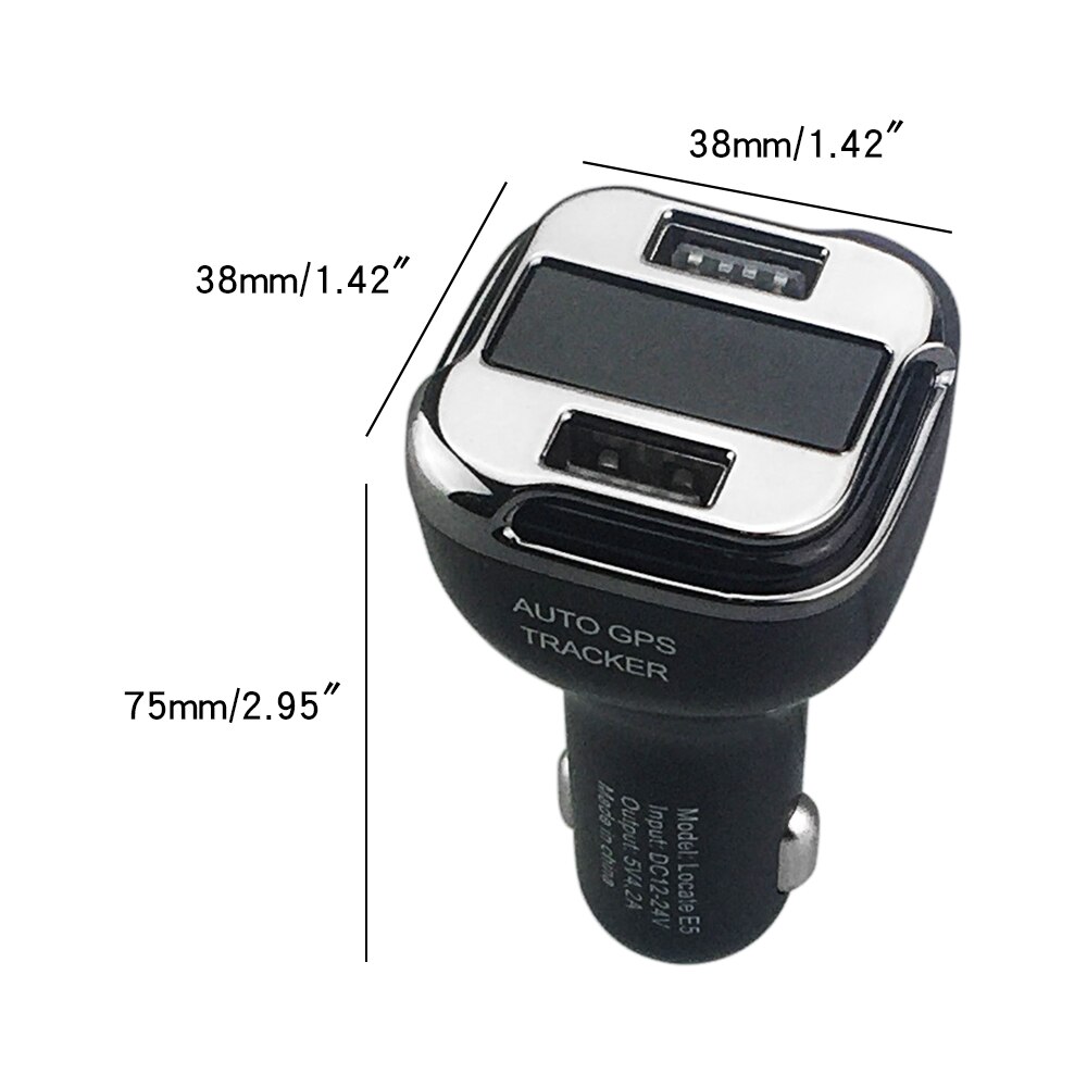 Hoge Nauwkeurigheid Smart Car charger Real-time Datum Monitoring Dual USB Zwart Lokaliseren E5 ingangsspanning DC 12 V-24 V