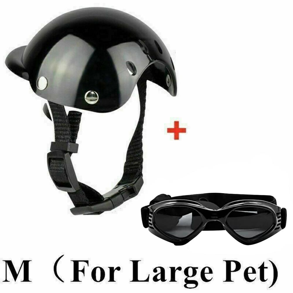 Casco anticolisión para mascota pequeña y bonita, protector de cabeza para perros y gatos, gafas de esquí, casco para mascotas pequeño y negro