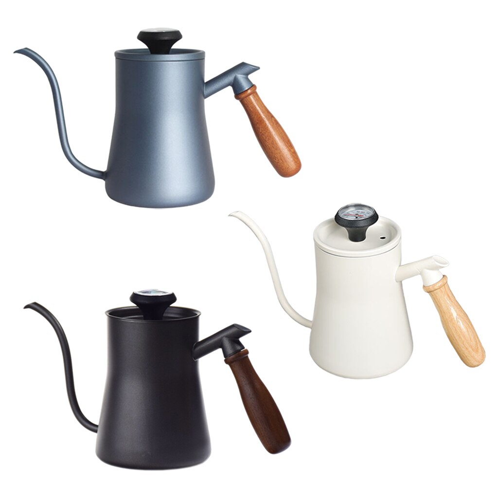 Giet Over Koffie Druppelaar Ketel Zwanenhals Roestvrij Staal Thee Pot Met Houten Handvat, 550Ml Capaciteit