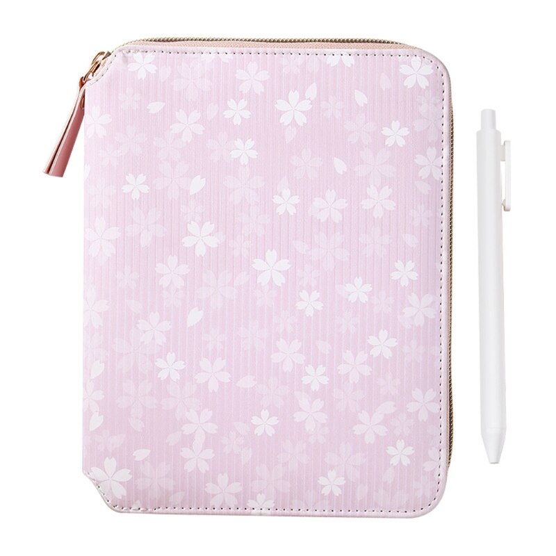 Cartoon Flower B6 Zipper Notebook Notepad with Pen Set Leather Planner Diary Journal Agenda Stationery: Coffee