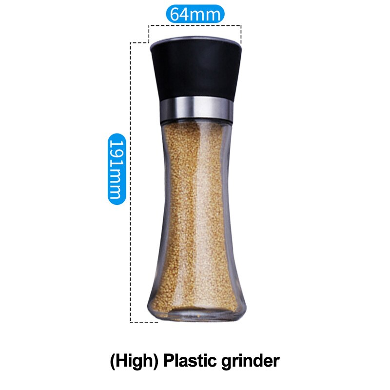 Molinillo Manual de plástico/acero inoxidable para sal y pimienta, contenedores de molino de especias, utensilios de cocina, botella de vidrio para especias: high plastic