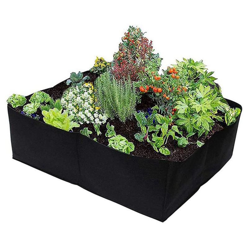 4 Pcs Grow Bag Stof Tuin Plant Bed Groente Plante Zaailing Boom Handvat 4/8-Hole Rechthoekige Container Planten Zak