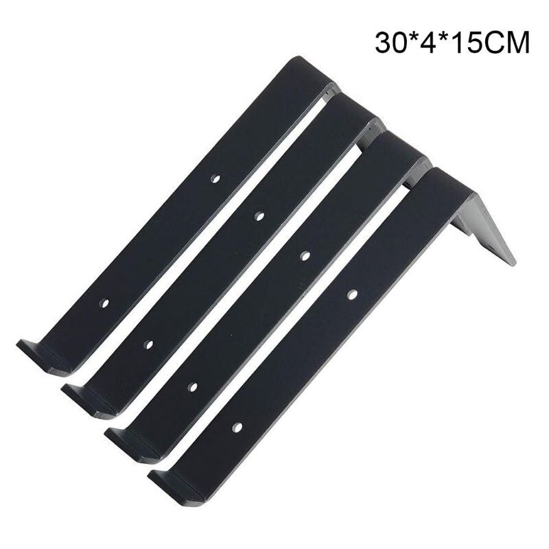 4 stk/sæt metal vægmonteret sort hyldebeslag bæreplade l-formet hylde
