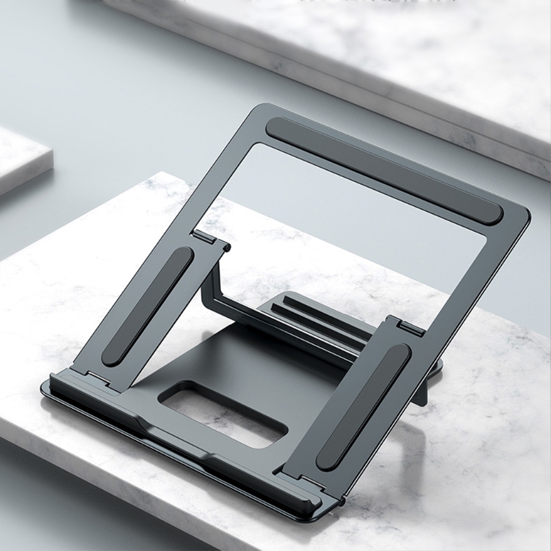 1Pc Laptop Stand Portable Folding 4-Speed Adjustable Ultra-Thin One-Piece Stand (Silver/White) Computer Stand Riser Adjustable