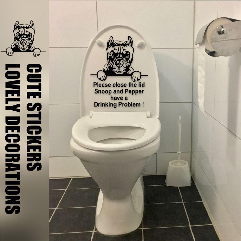 Toilet Seat Decal No Residue Self-adhesive Paper Toilet Seat Decorative Dogs Sticker for Home