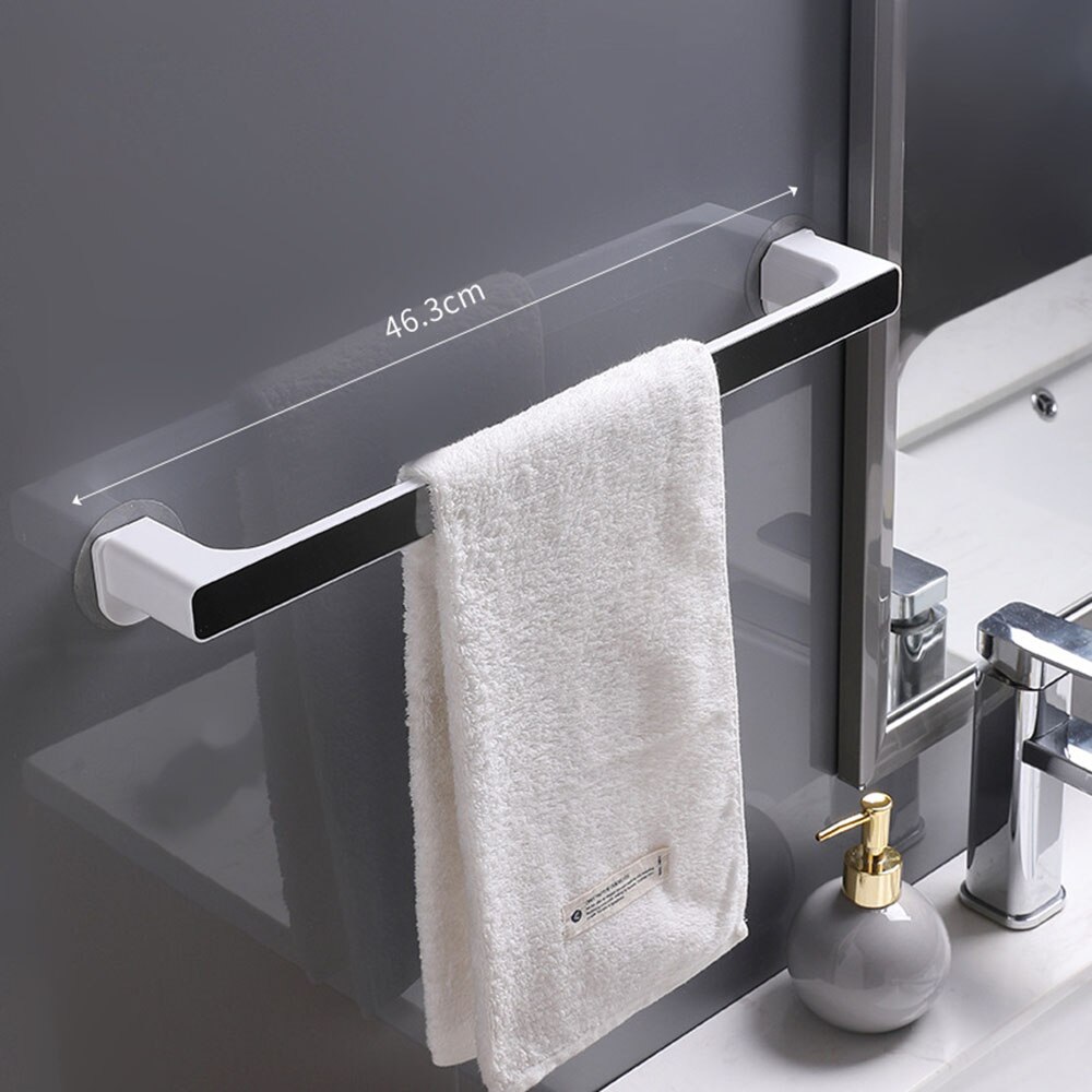 Håndklædeholder rack vægmonteret håndklædehænger badeværelse håndklædeholder hylde rulleholder hængekrog fri hul til badeværelsesarrangør: 46.3cm sorte