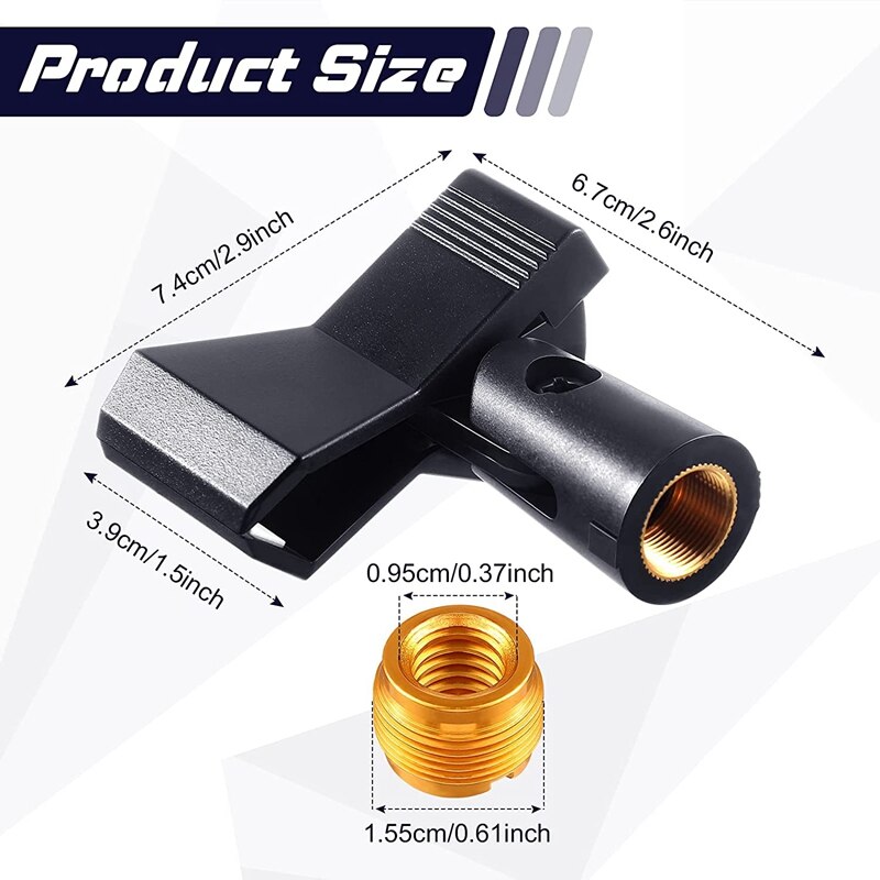 4Pieces Microphone Clip Holder with 4 Adapters,Adjustable Mic Holder Clamp with 5/8 Inch Male to 3/8 Inch Female Adapter