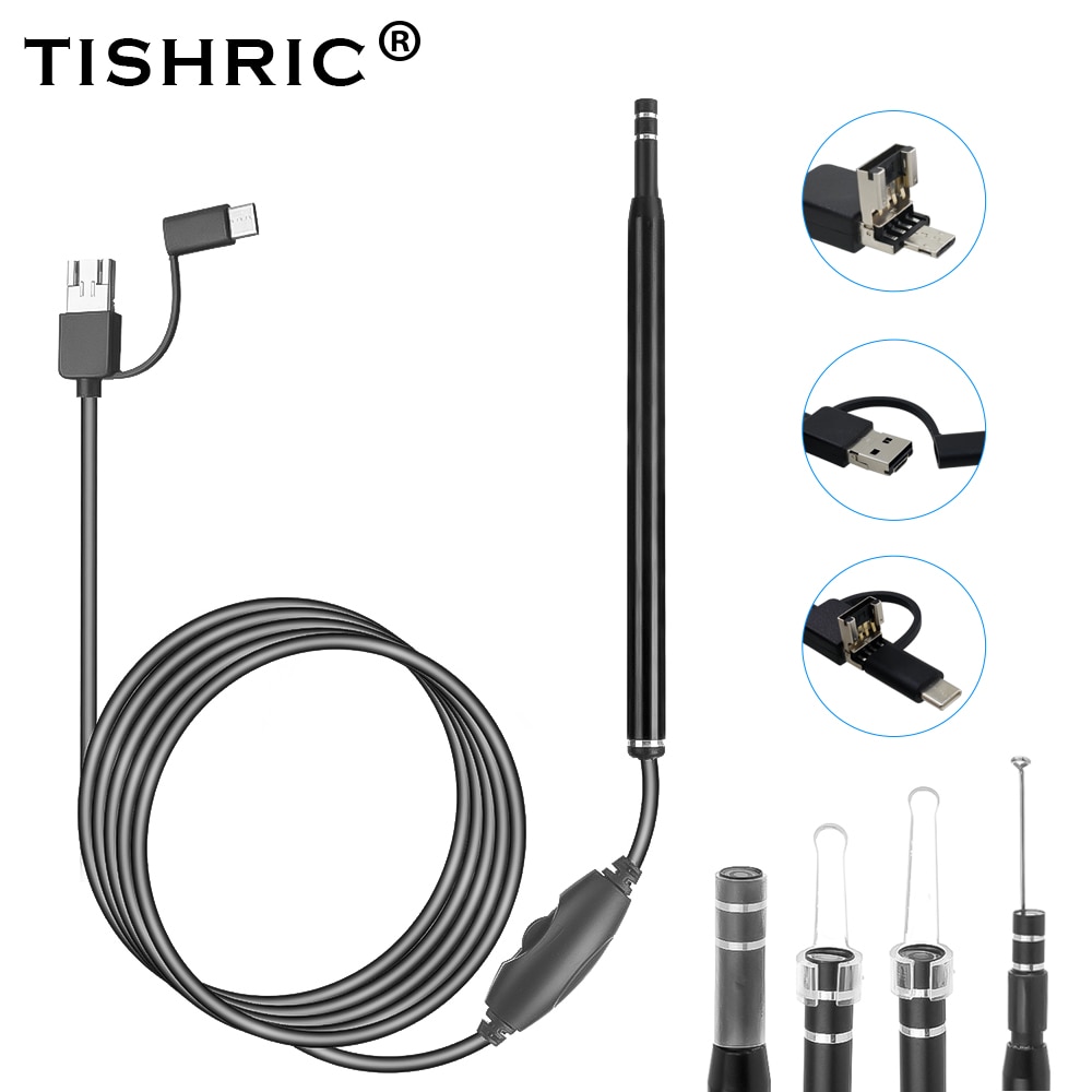 Tishric Usb 3in1 Endoscoop Visuele Earpick Borescope Inspectie Camera Endoscoop Camera Voor Mobiele Endoscoop Voor Android/Computer