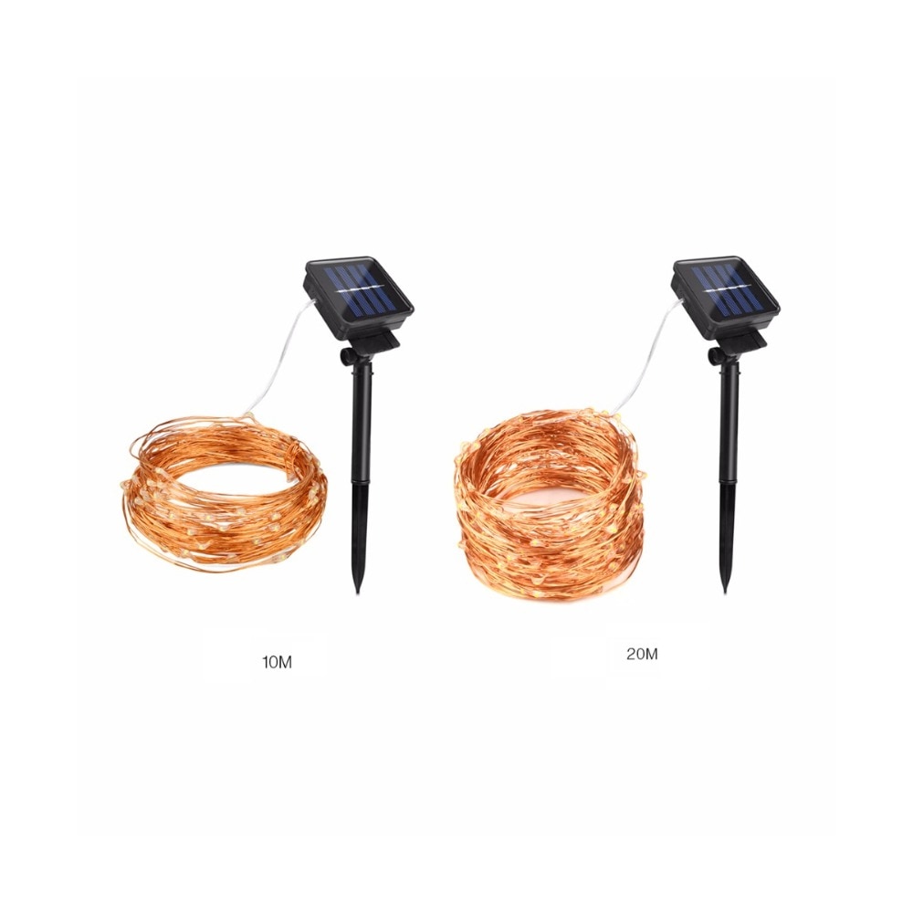 Solar gadelampe led string lys kobber dekoration bryllup udendørs spotlight gade balkon landskab belysning have lys