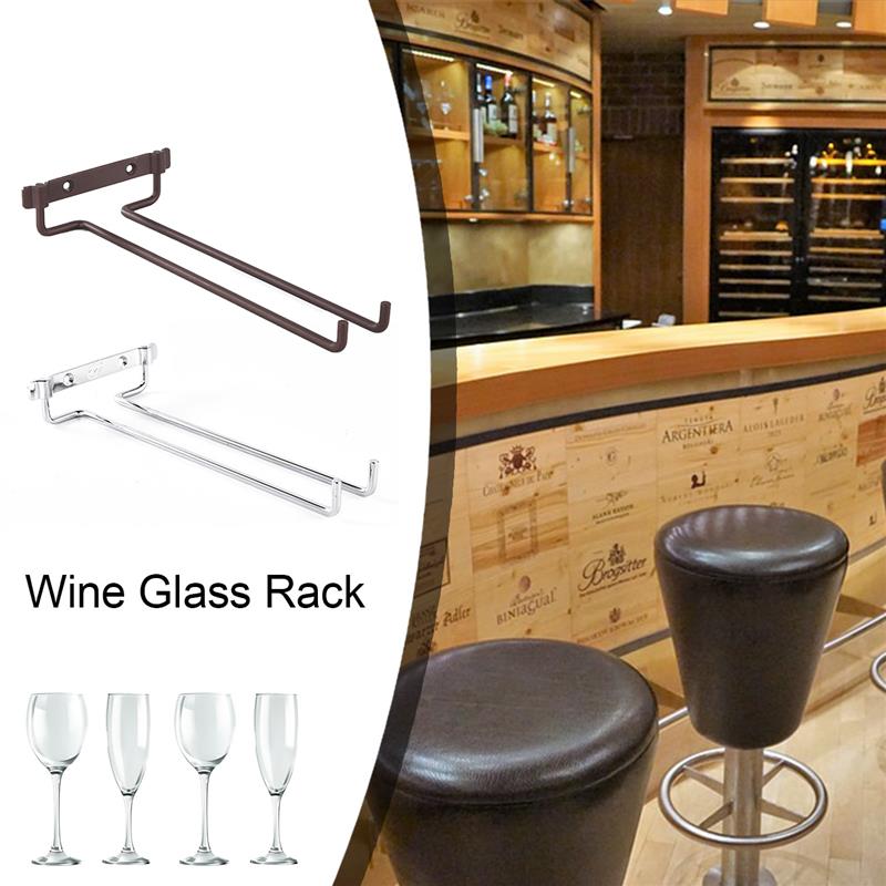 Estante para copa de vino de acero inoxidable, colgador colgante montado en la pared, soporte de copas y vasos cromados para Bar y cocina con tornillos