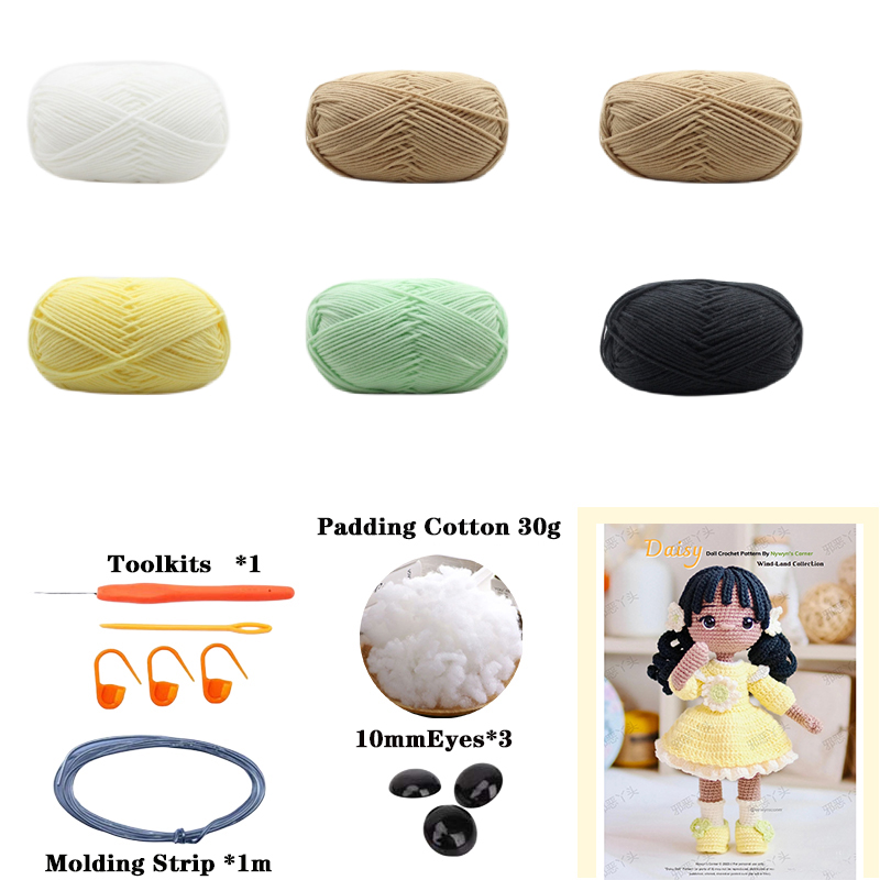 Gehaakte meisjes Amigurumi gehaakte pop truien DIY haak meisjes materiaal Kit met garen accessoires patroon kinderen cadeau Home Decor: Light Grey