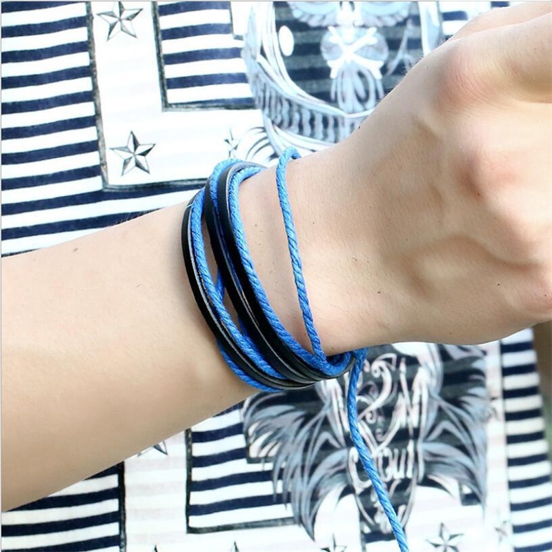 Boheme håndvævet læder armbånd retro mænd og kvinder vilde flerlags armbånd punk stil personlighed armbånd navn armbånd