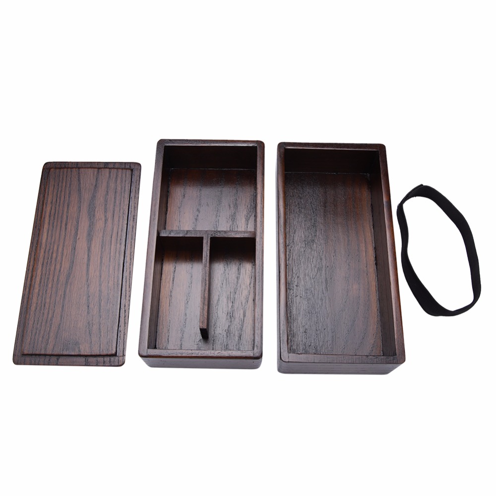 Japanese Wooden Bento Box Salad Box Sushi Box Lunch Box Double Layer Rectangle Food Container Picnic School Sushi Bento Box