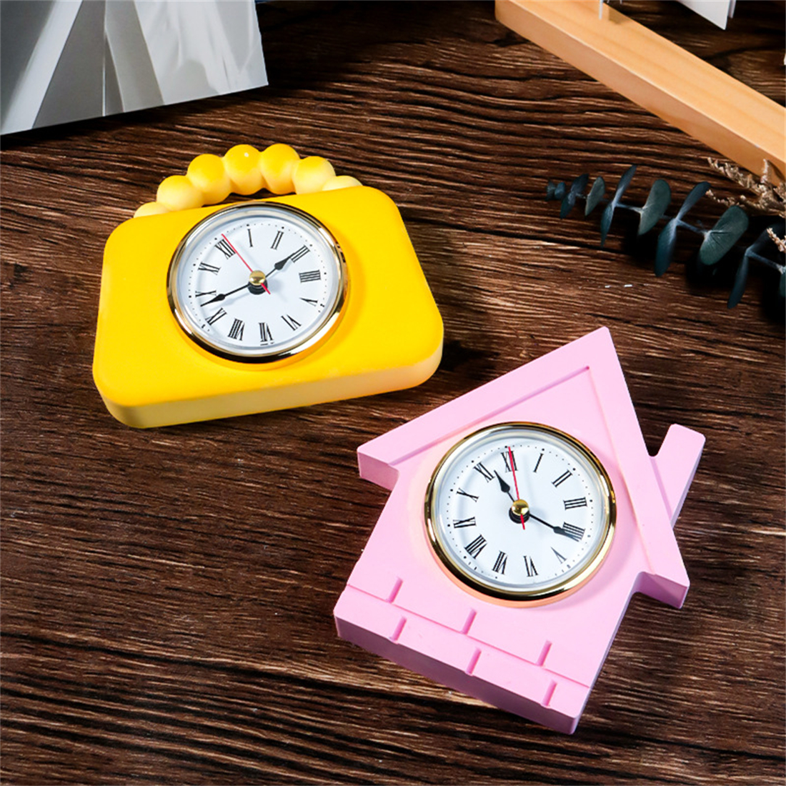 Molde de silicona para reloj pequeño, mesa con números romanos, molde de resina Epoxy para verter, bolsa para casa de pájaros, adorno, molde para hacer cemento
