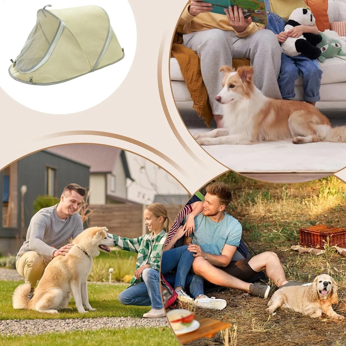 Tienda plegable para mascotas, casa portátil para perros y gatos, perrera ligera para acampar en interiores y exteriores, refugio para mascotas transpirable e impermeable