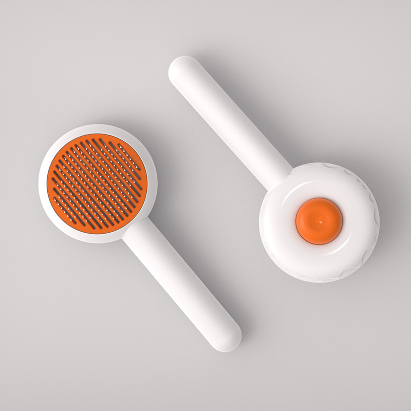 Cute Cat Brush Grooming Comb Self Cleaning Dog Slicker Brushes With Smooth Handle Pet Grooming Tool For Cat Hair Remover Tools: white