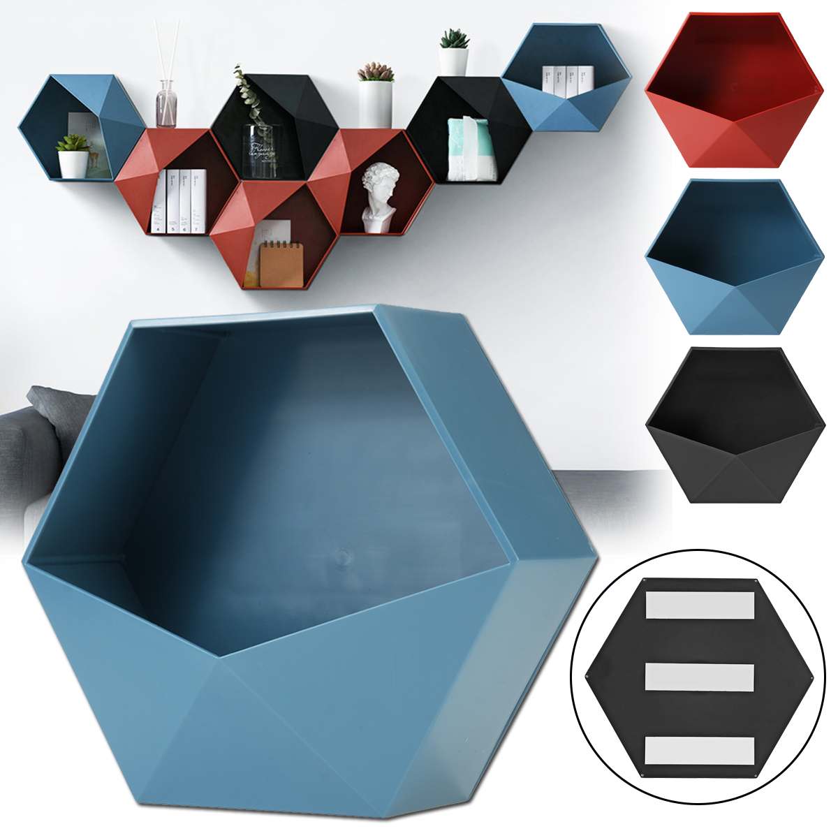 Wall-mounted Geometric Shape Wall Shelf Home Bathroom DIY Decor Rack Ornaments Organizer Plants Flower Storage Rack