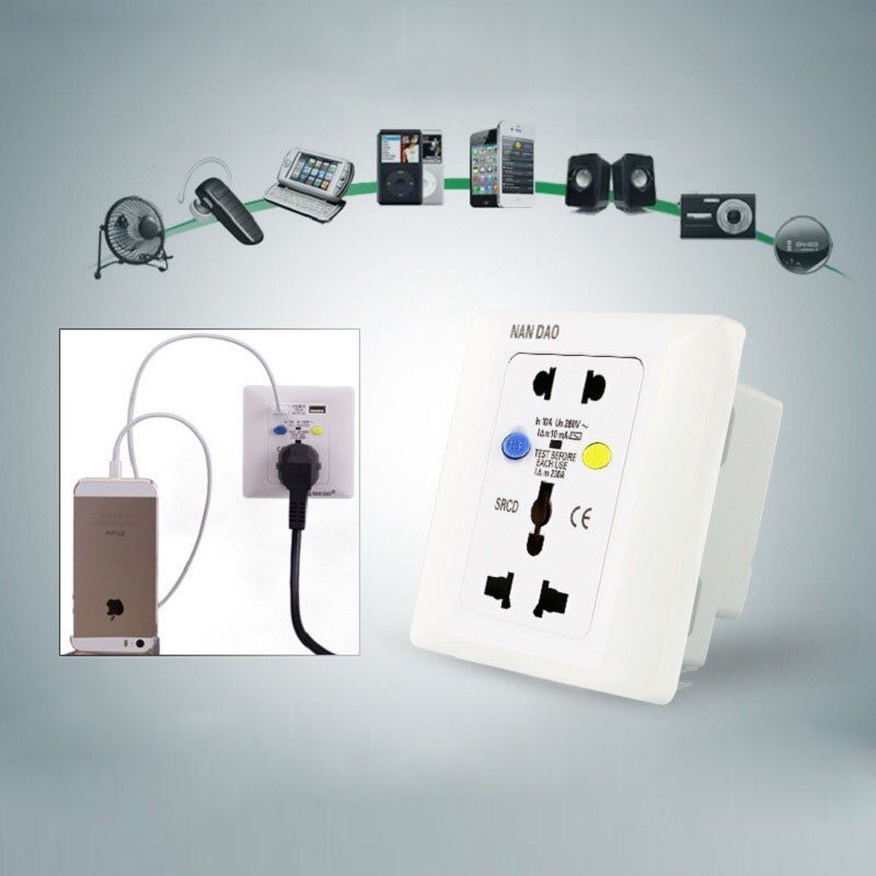 EU UK US AU Universal Socket Earth Leakage Protection Safety Charger Adapter Socket For Water Heater Air Conditioner