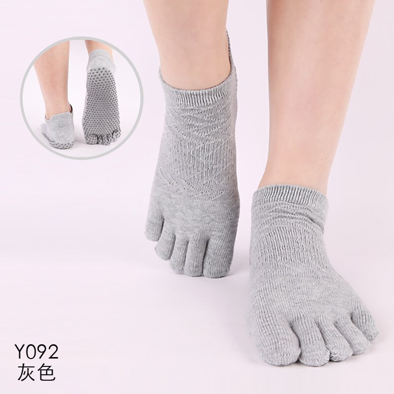 Vrouwen Split Tenen Yoga Sokken Siliconen Antislip Pilates Sokken Dames Katoenen Vijf-Vinger Sport Sokken Ballet MKG819: Y092-gray