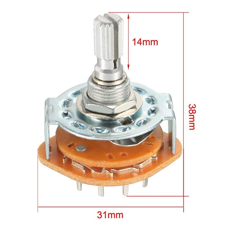 2Pcs 5Pin 1P4T 1 Pole 4 Position Selectable 1 Deck Band Selector Rotary Switch