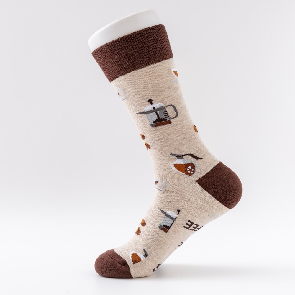 chaude coloré café bière boisson modèle nouveauté équipage hommes drôle nourriture Kawaii Sokken décontracté coton chaussettes pour homme: A3829