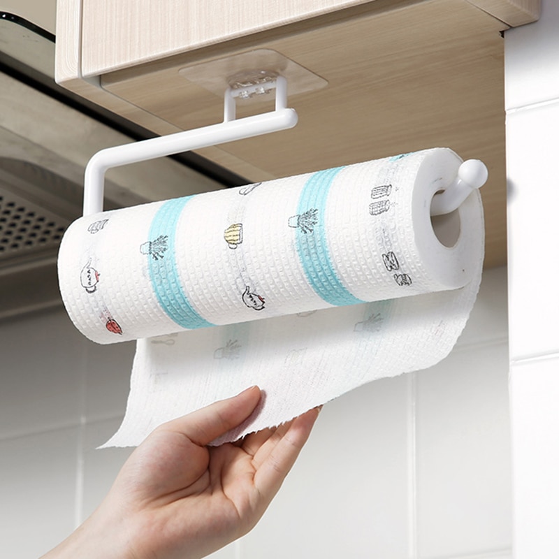 Køkkenpapirrulleholder håndklædeholder rack barskab rag hængende holder badeværelse arrangør hylde toiletpapirholdere