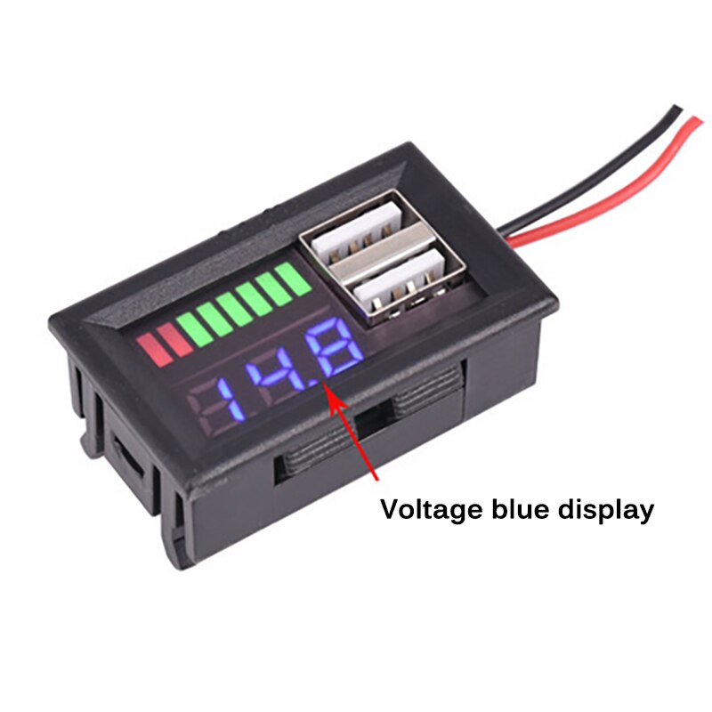 Led Digitale Display Voltmeter Mini Voltage Meter Batterij Tester Panel Voor Dc 12V Auto Motorfietsen Voertuigen Dual Usb 5V2A uitgang