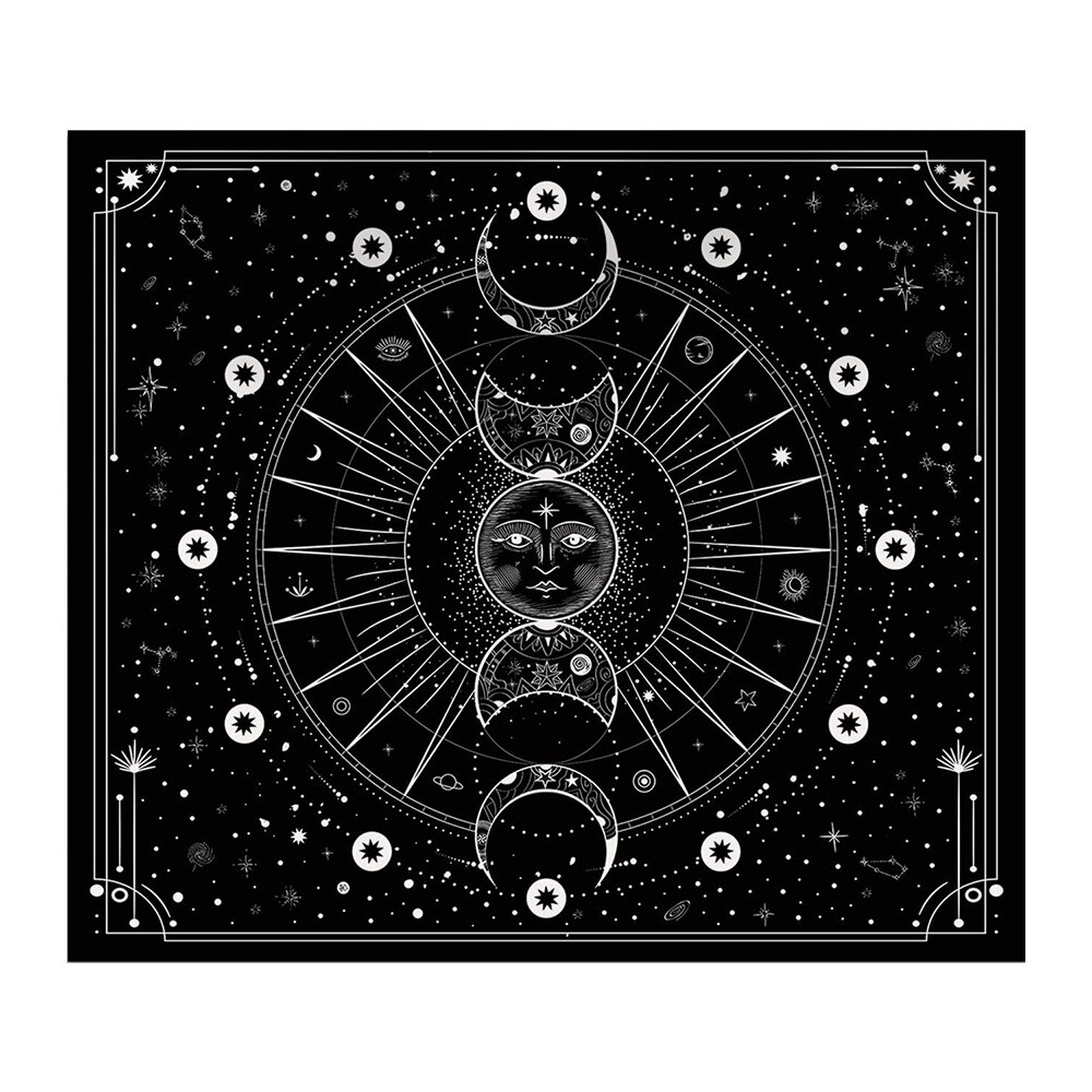Sun Moon Tapestry Wall Hanging Stars Space Psychedelic Black and White Tapestries Wall Tapestry for Bedroom Aesthetic Home Decor: 1