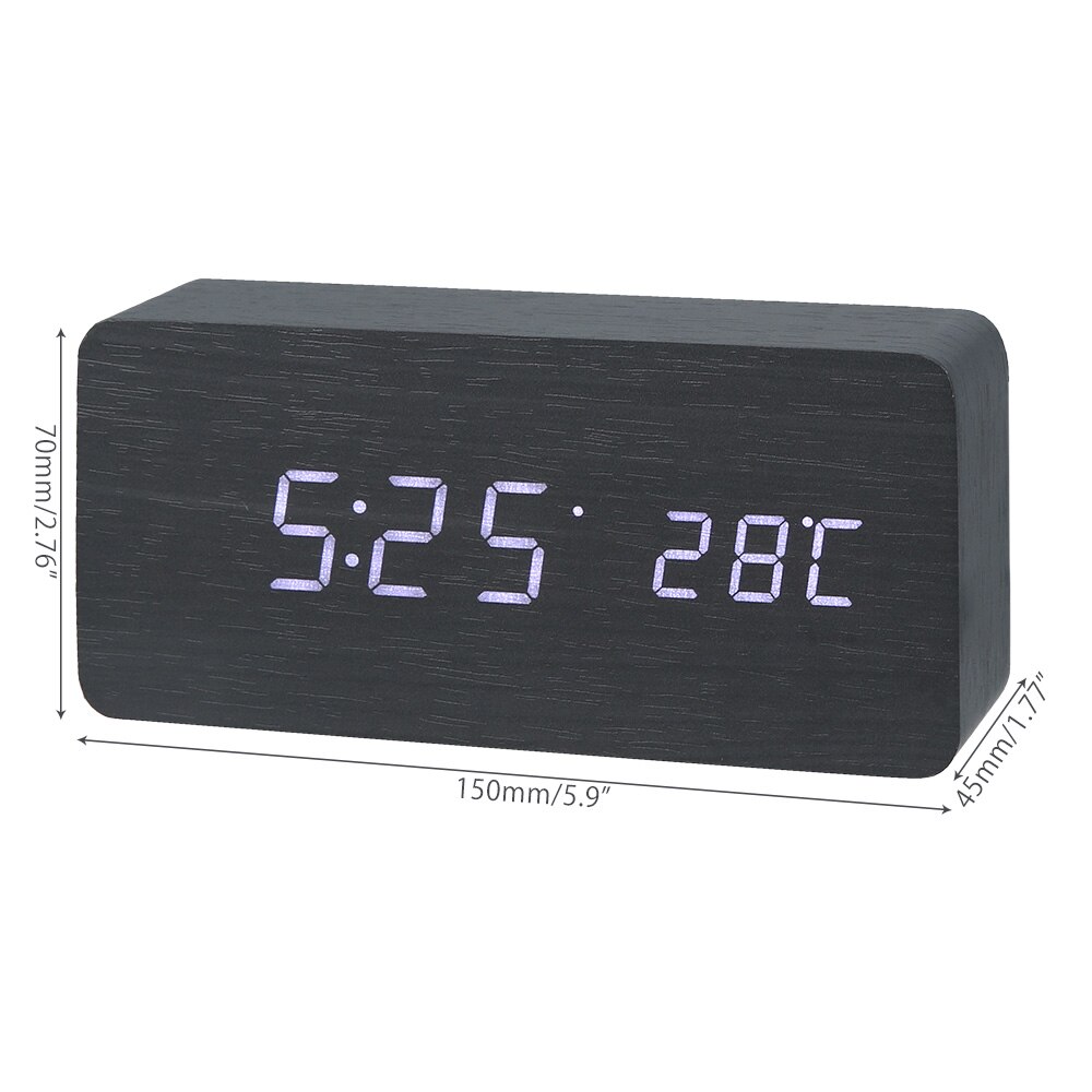 Led Houten Wekker Horloge Tafel Voice Control Digitale Hout Despertador Elektronische Desktop Usb/Aaa Aangedreven Klokken Tafel Decor