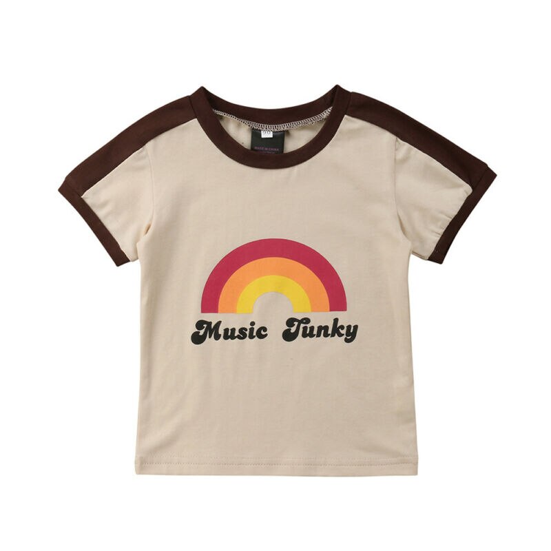 Baby zomerkleding kinderen baby jongens meisjes kleding korte mouwen t-shirt kind peuter regenboog topjes t-shirts 1-6t