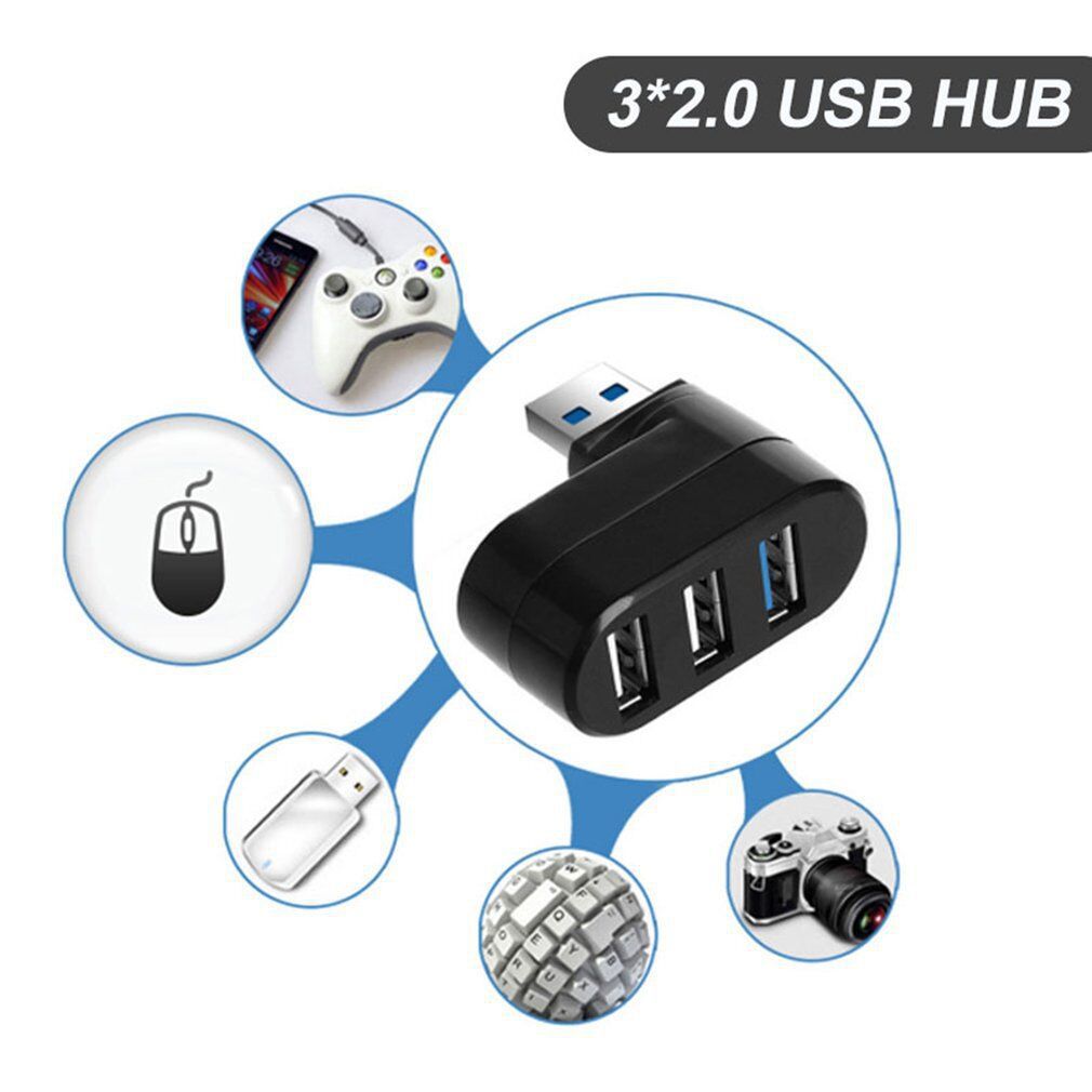 HUB USB 2.0 OULLX 180 ° Przedłużacz adaptera obrotowego Mini rozdzielacz 1 do 3 portów Szybkie USB 2.0 do komputera PC Laptop