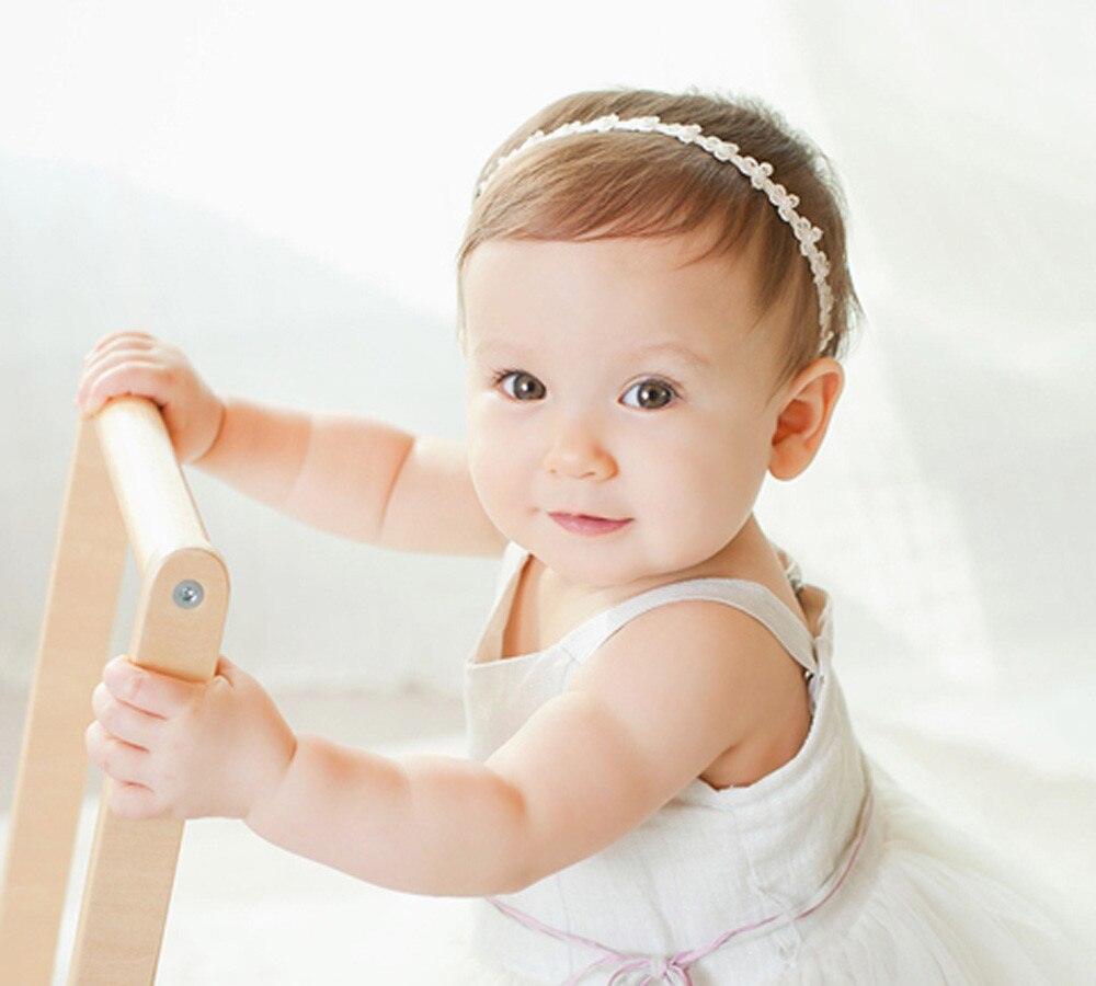 Baby Meisjes Prinses Kant Bloemen Diamant Parel Hoofdbanden Elastische Kids Kinderen Effen Lint Haar Haarbanden Bandeau Fille