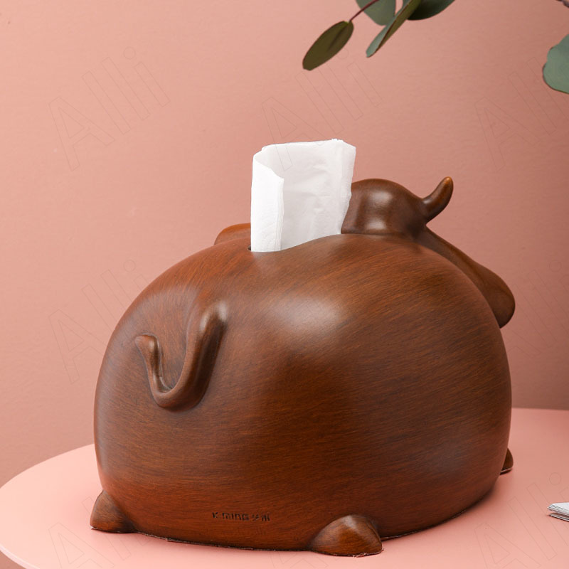 Light Luxury Wooden Tissue Box Western Restaurant Desktop Tissues Organizer Cow Shape Napkin Boxes Home Decoration