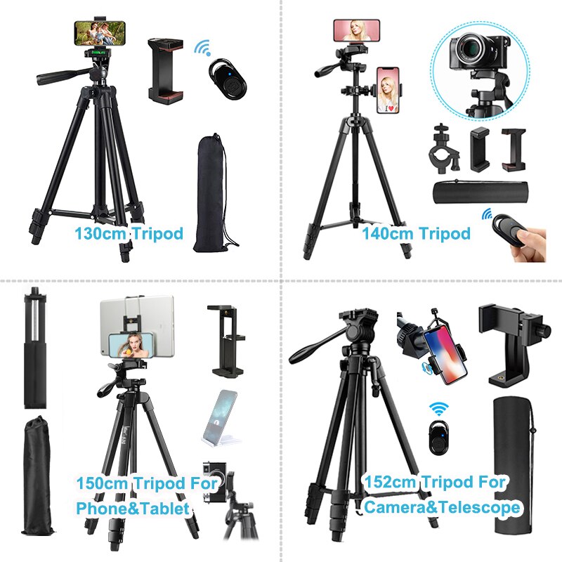 Tripod for Phone Lightweight Smartphone Camera Tripods with Phone Holder Bluetooth Photography Tripod for Canon Sony DSLR