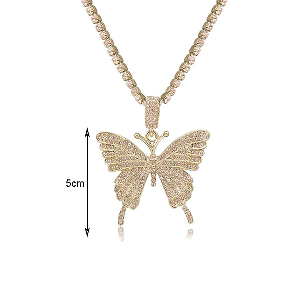 Vrouwen Mode Punk Stijl Rhinestone Vlinder Hanger Collier Sieraden