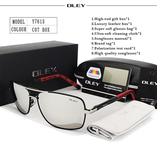 OLEY Polarisierte Sonnenbrille Männer Neue Augen Schützen Sonnenbrille Mit Zubehör Unisex fahren brille oculos de sol: Y7613 C7 BOX