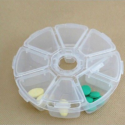 1Pc 8 Slots Storage Plastic Box Round 8 Compartment Organizer Storage Loom Bands Craft Nail Art